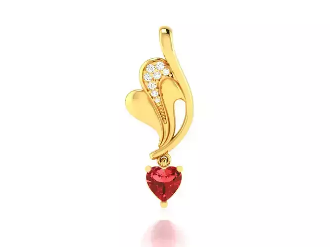 Women Heart Stone Pendant 3DM STL OBJ FBX Render Details
