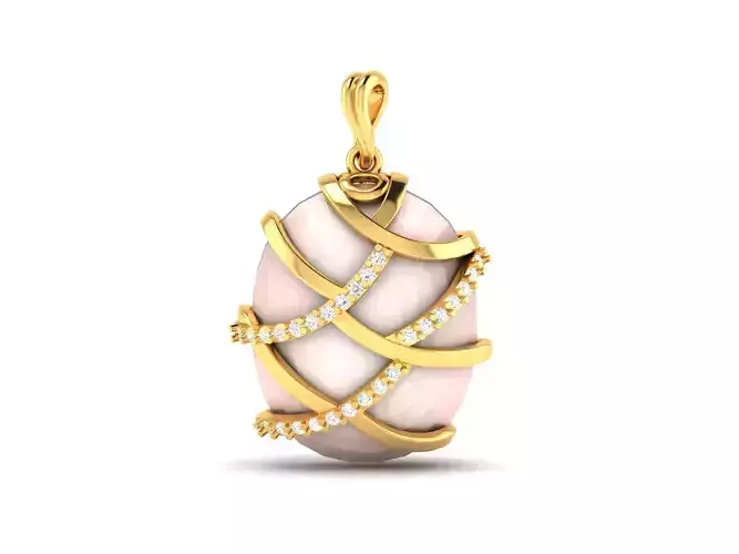 Women Opal Stone Pendant 3DM STL OBJ FBX Render Details