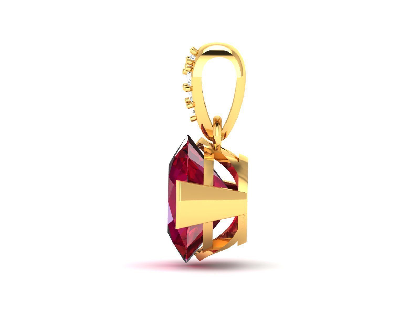 Women Pear Diamond Pendant 3DM STL OBJ FBX Render Details 3D print model_4