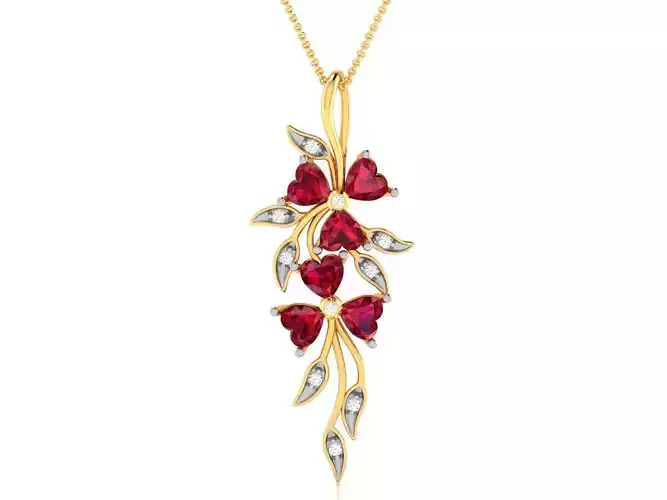 Women Heart Stone Pendant 3DM STL OBJ FBX Render Details