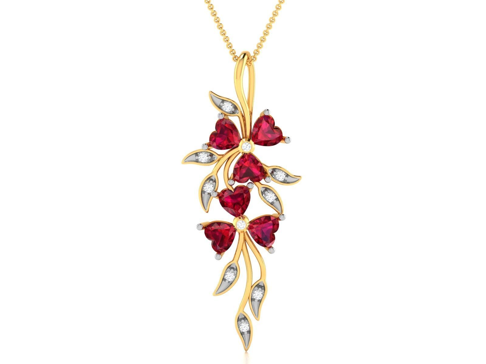 Women Heart Stone Pendant 3DM STL OBJ FBX Render Details 3D print model_1