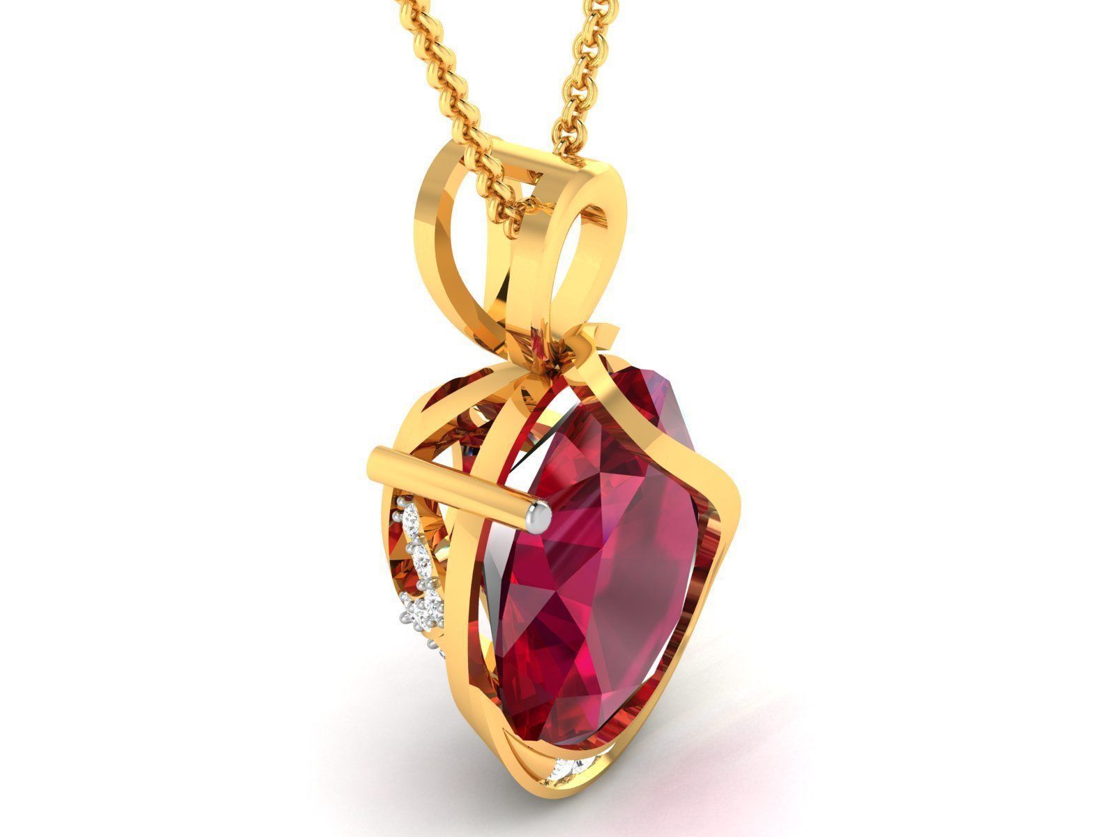 Women Oval Diamond Pendant 3DM STL OBJ FBX Render Details 3D print model_1