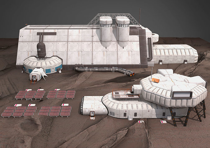 Mars base Low-poly 3D model