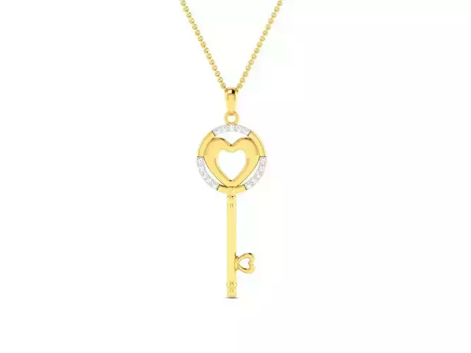 Heart Key Pendant 3DM STL OBJ FBX Render Details
