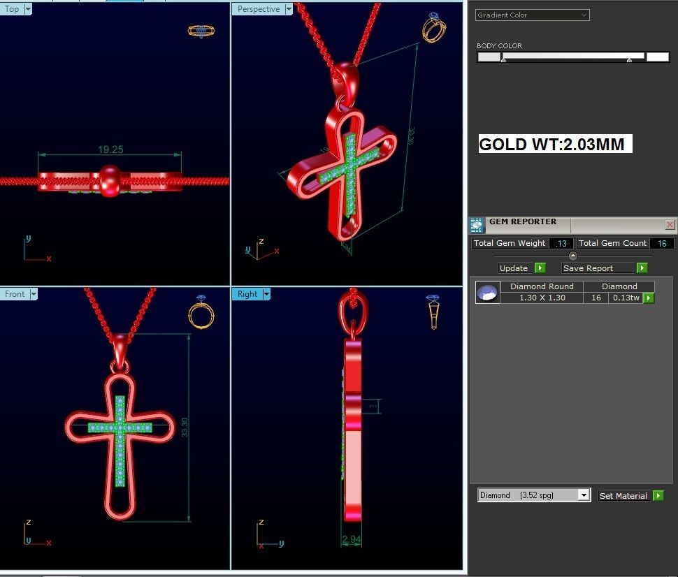 Cross Pendant 3DM STL OBJ FBX Render Details 3D print model_5