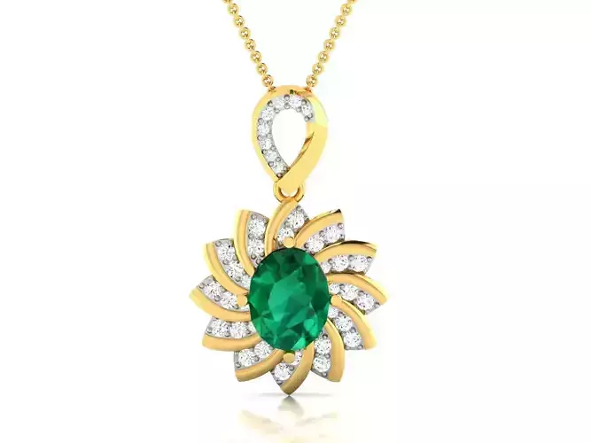 Women Oval Diamond Pendant 3DM STL OBJ FBX Render Details 3D print model