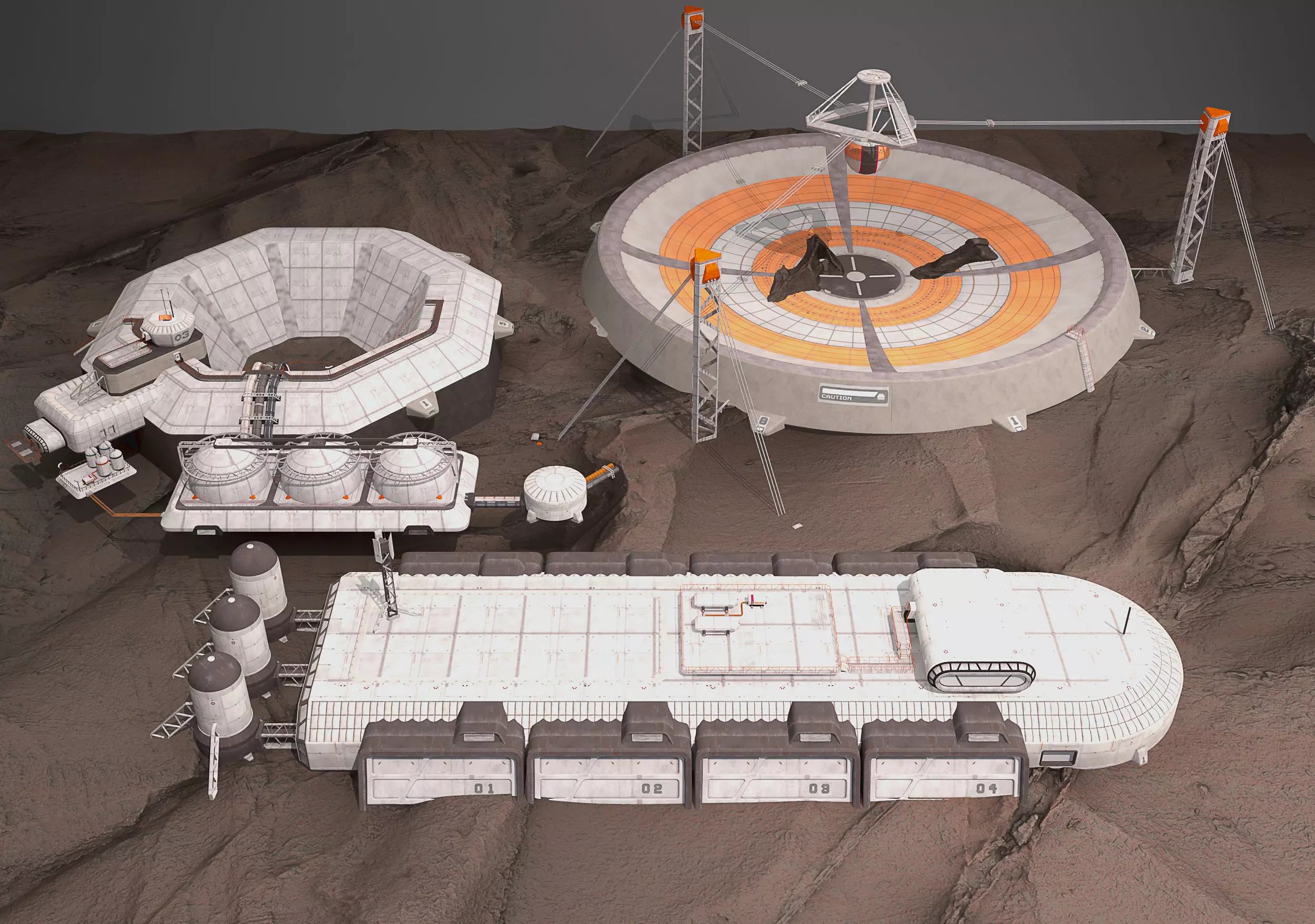 Mars base Low-poly 3D model_0