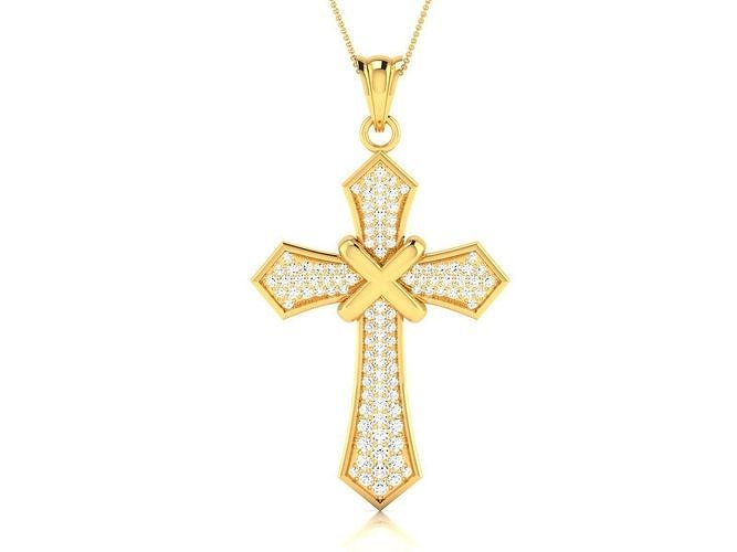 Cross Pendant 3DM STL OBJ FBX Render Details 3D print model