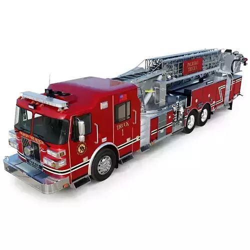 Fire Truck Aerial Platform Palm Bay Low-poly 3D model
