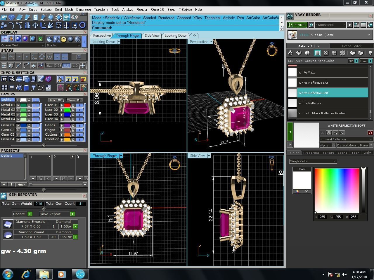 Women Princess Stone Pendant 3DM STL OBJ FBX Render Details 3D print model_5