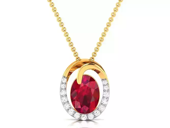 Women Oval Diamond Pendant 3DM STL OBJ FBX Render Details 3D print model