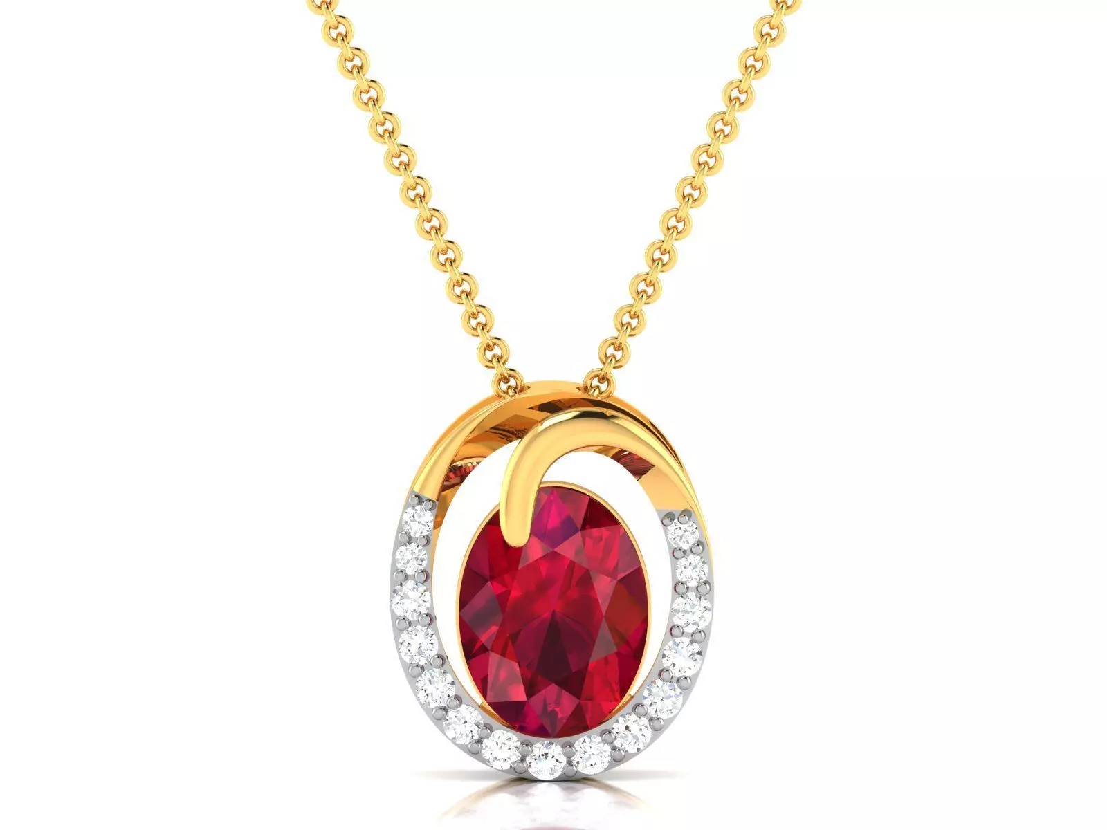 Women Oval Diamond Pendant 3DM STL OBJ FBX Render Details 3D print model_0