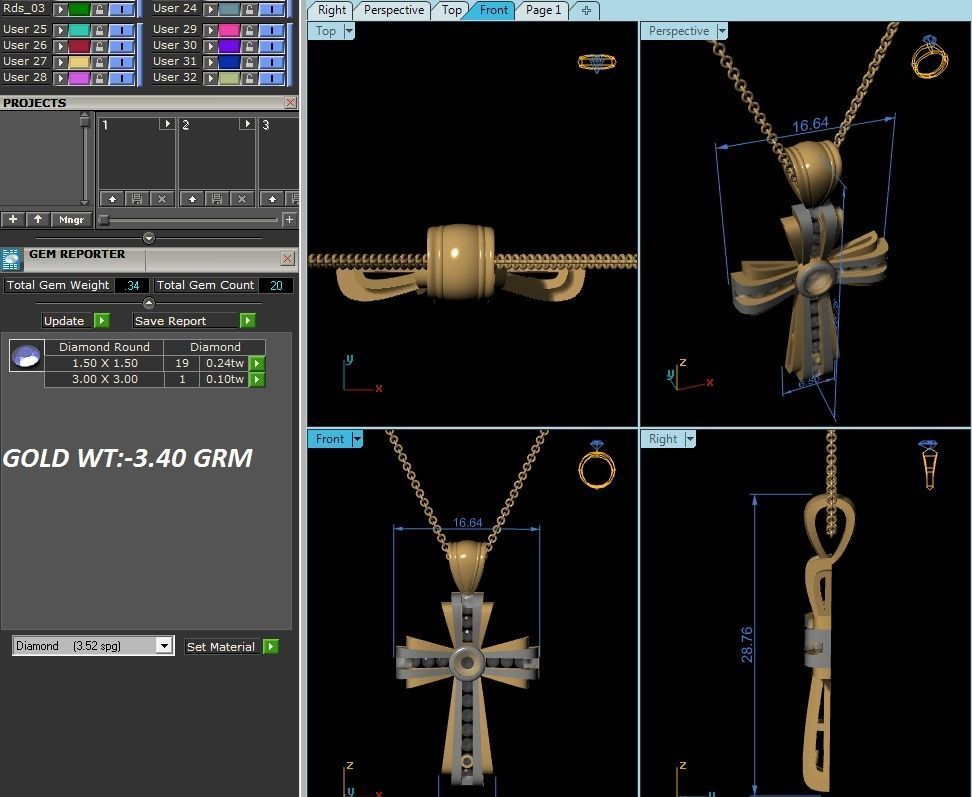 Cross Pendant 3DM STL OBJ FBX Render Details 3D print model_6