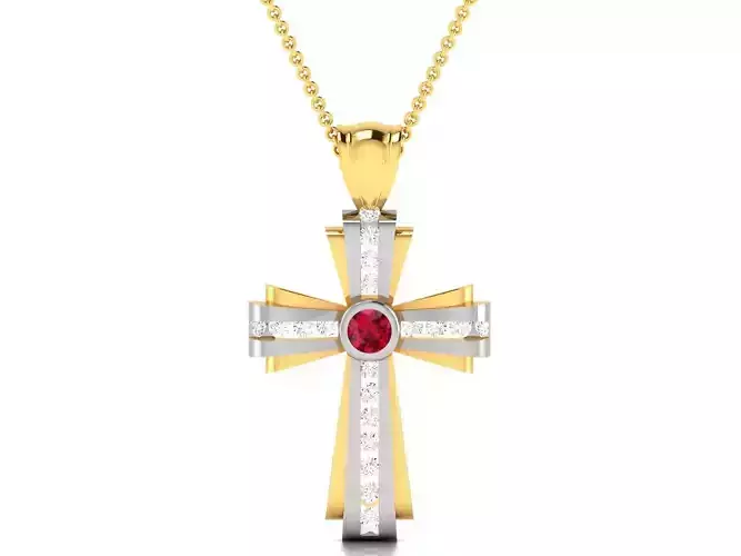 Cross Pendant 3DM STL OBJ FBX Render Details 3D print model