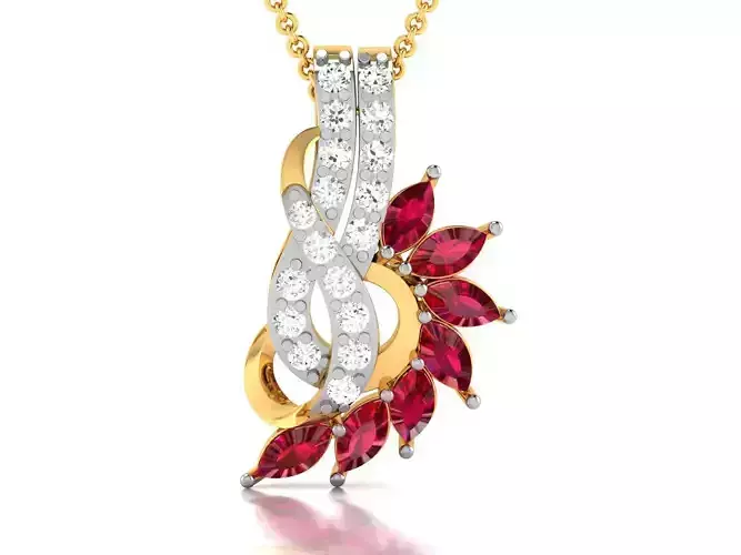 Women Marquise Stone Pendant 3DM STL OBJ FBX Render Details