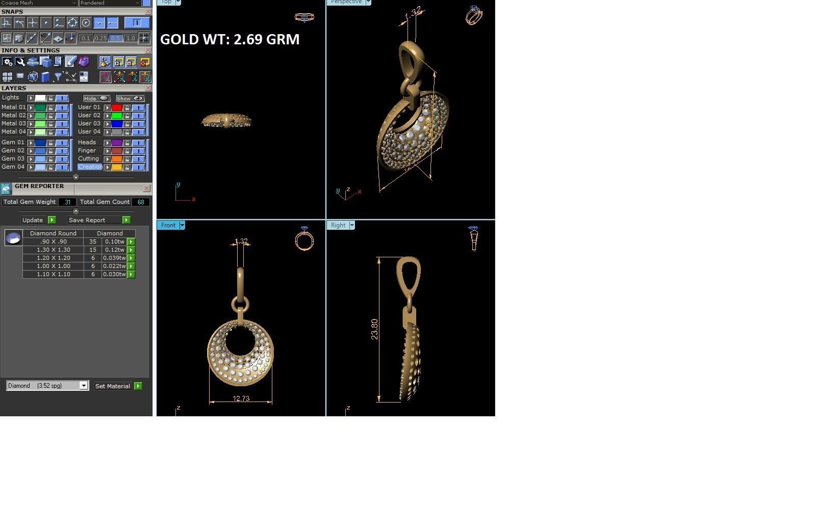 Women Pendant 3DM STL OBJ FBX Render Details 3D print model_10