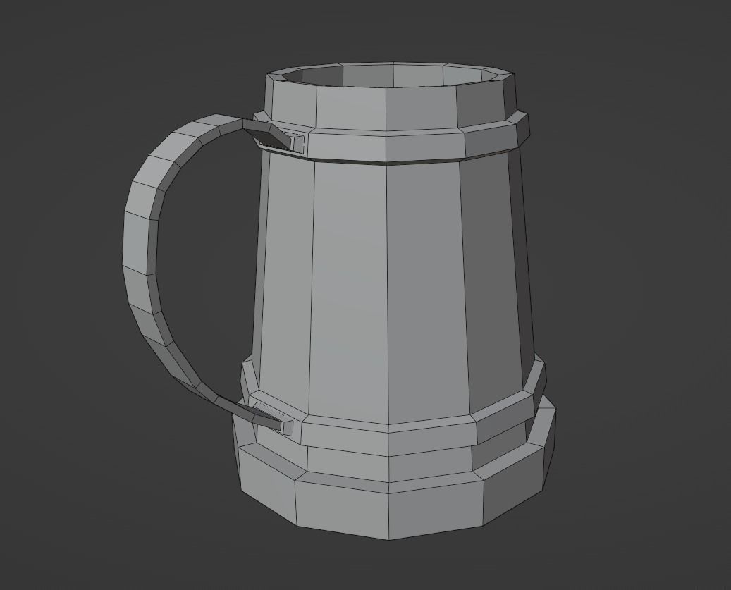 Medieval mug Low-poly 3D model_12