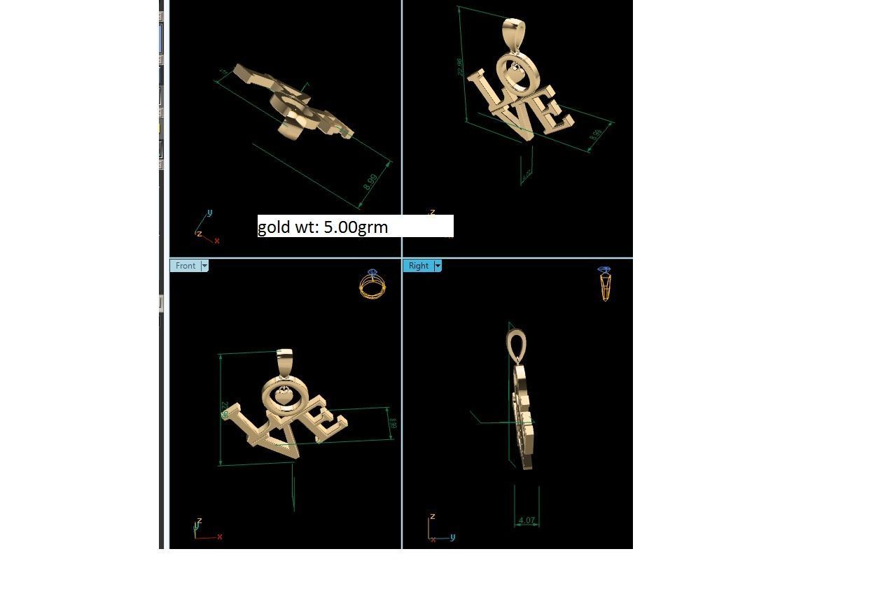Love Pendant 3DM STL OBJ FBX Render Details 3D print model_6