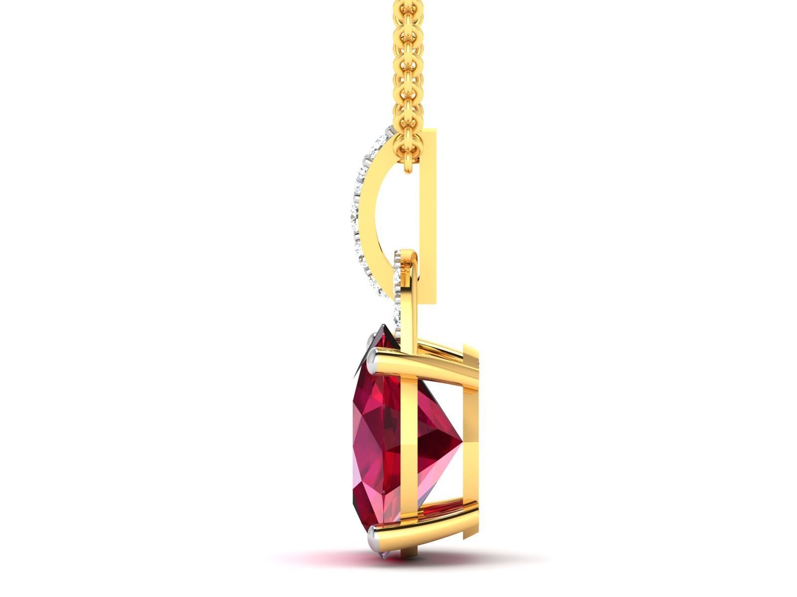 Women Oval Diamond Pendant 3DM STL OBJ FBX Render Details 3D print model_6