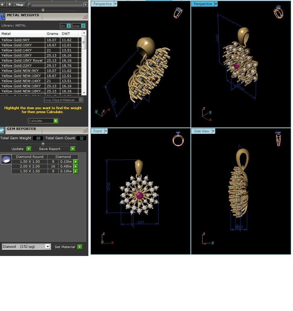 Women Pendant 3DM STL OBJ FBX Render Details 3D print model_7