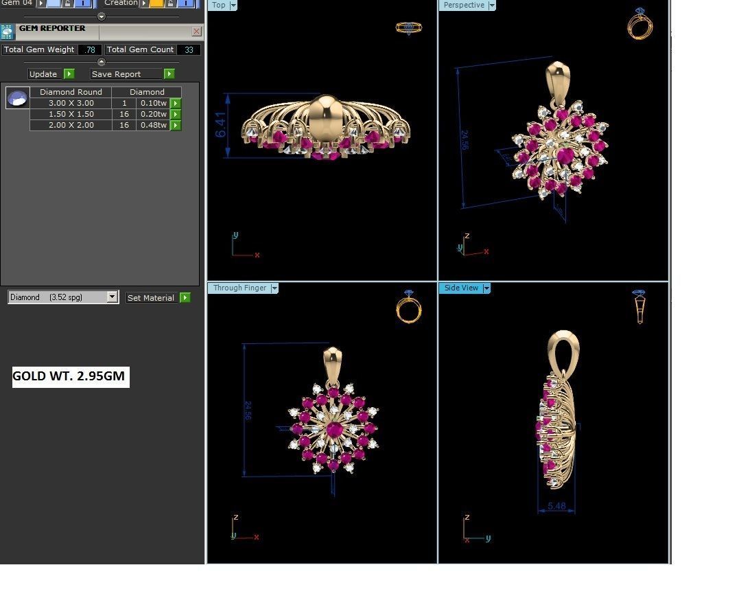 Women Pendant 3DM STL OBJ FBX Render Details 3D print model_5