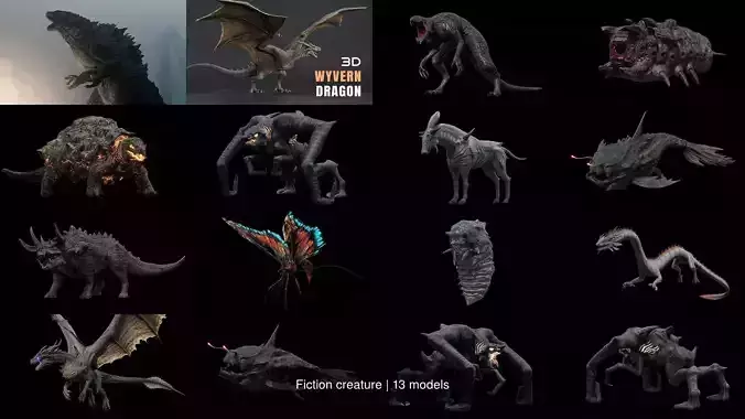 Fiction creature 3D Model Collection
