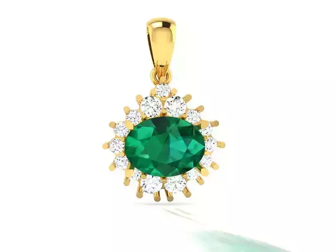 Women Oval Diamond Pendant 3DM STL OBJ FBX Render Details 3D print model
