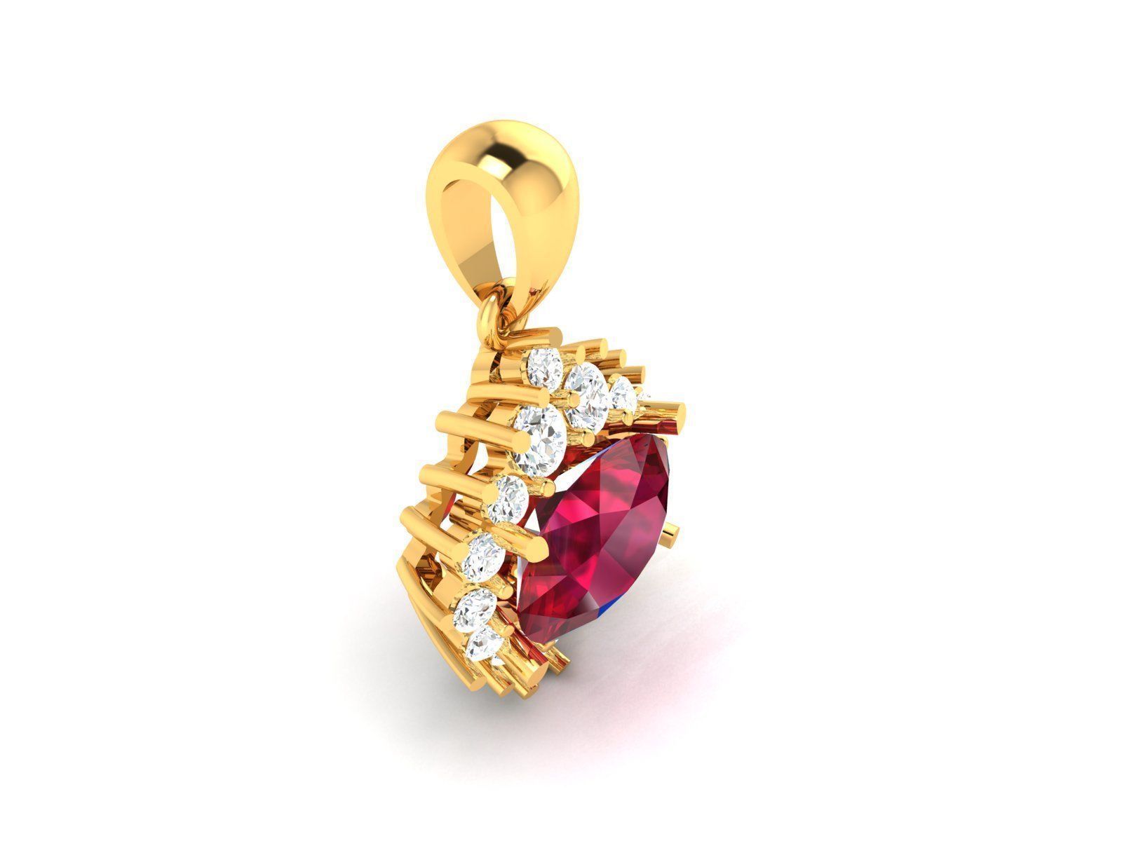 Women Oval Diamond Pendant 3DM STL OBJ FBX Render Details 3D print model_1