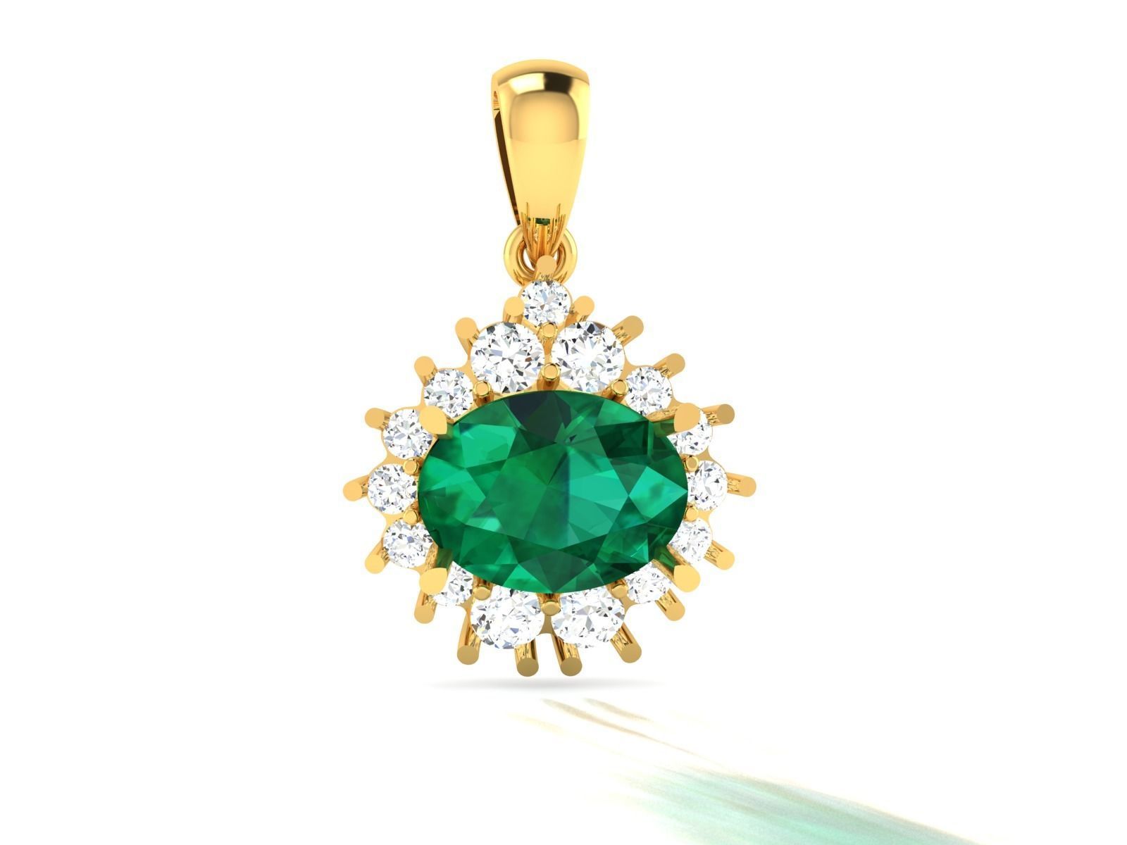 Women Oval Diamond Pendant 3DM STL OBJ FBX Render Details 3D print model_7