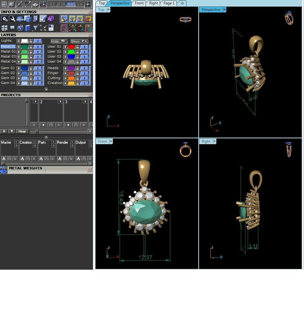 Women Oval Diamond Pendant 3DM STL OBJ FBX Render Details 3D print model_13