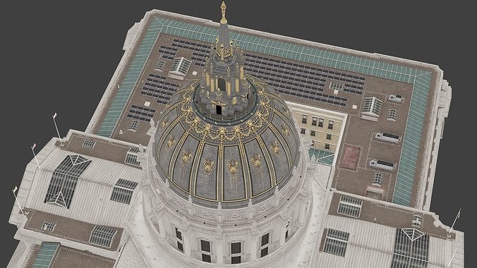 San Francisco City Hall Low-poly 3D model 5
