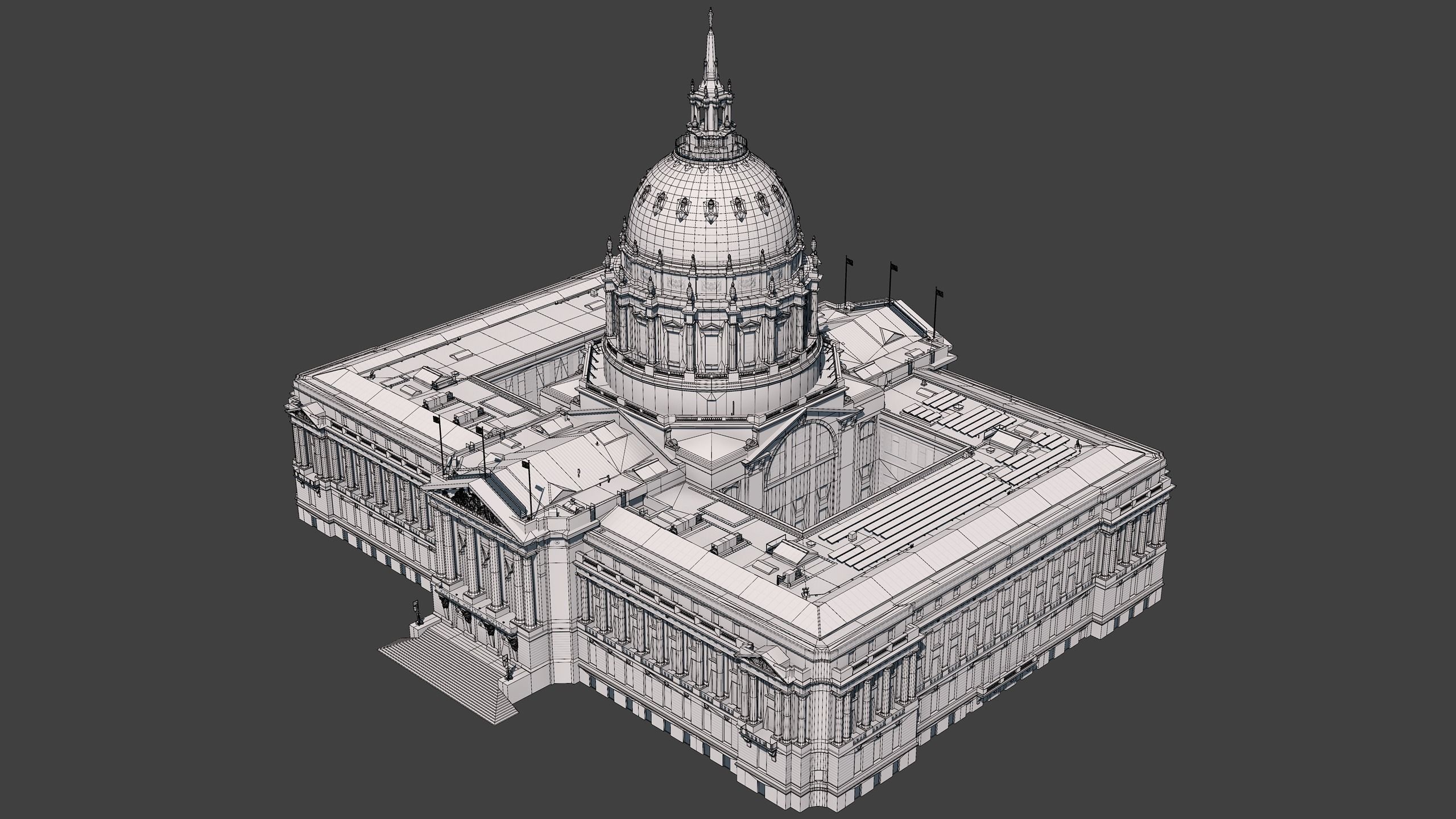 San Francisco City Hall Low-poly 3D model_13
