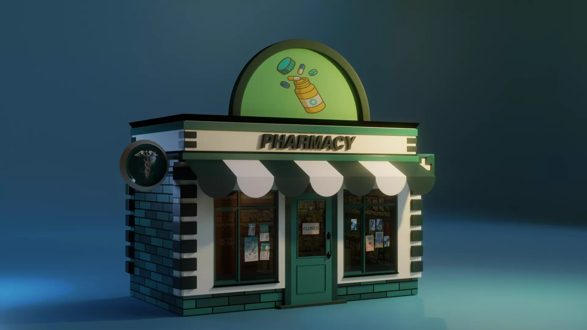 Pharmacy Store Low-poly 3D model_0