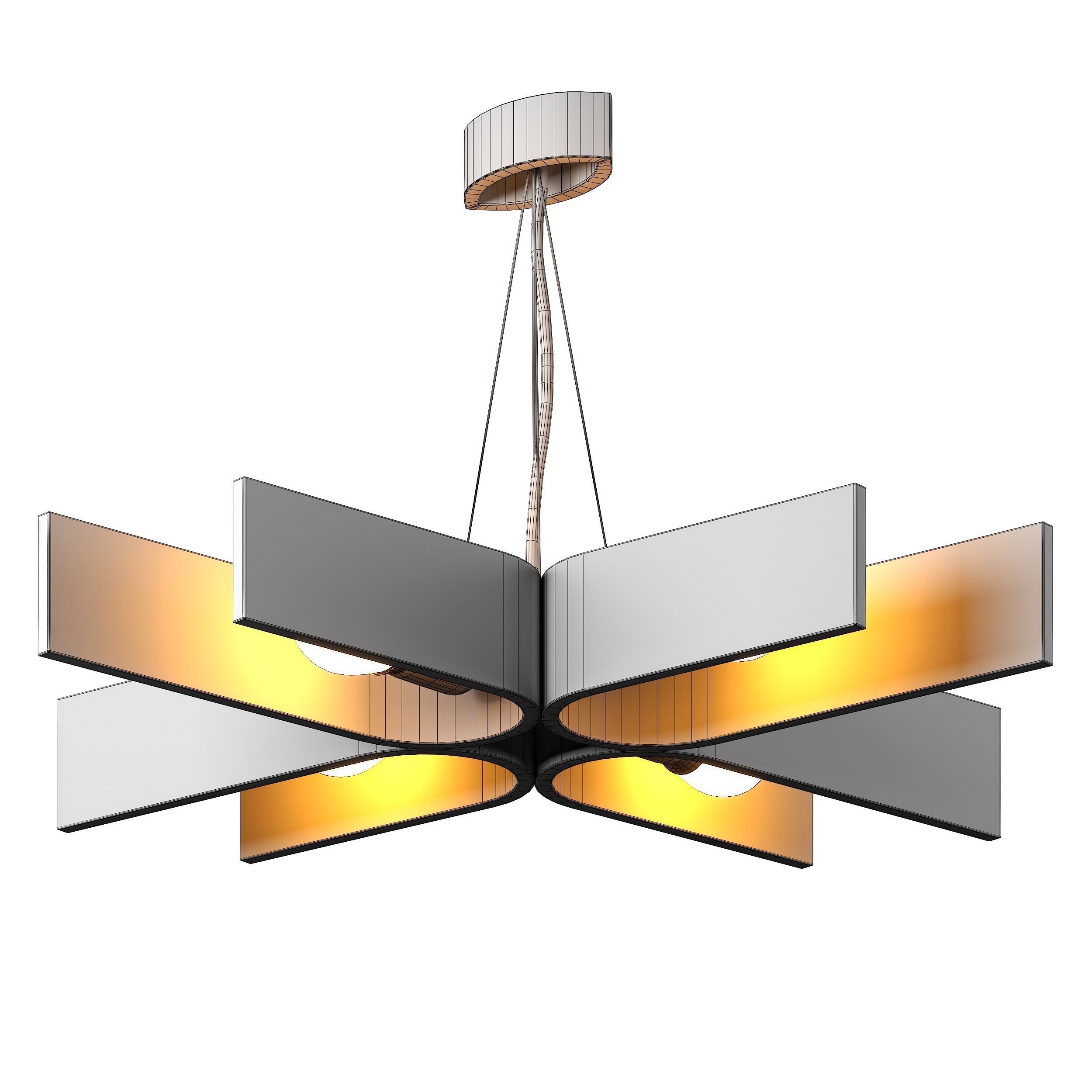 Hanging lamp with natural wood 3D model_5