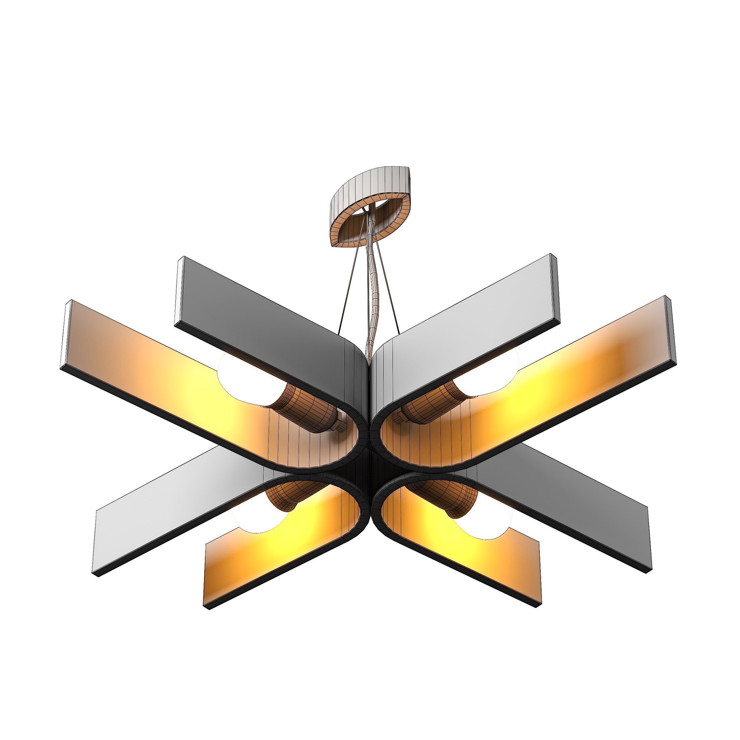 Hanging lamp with natural wood 3D model_4