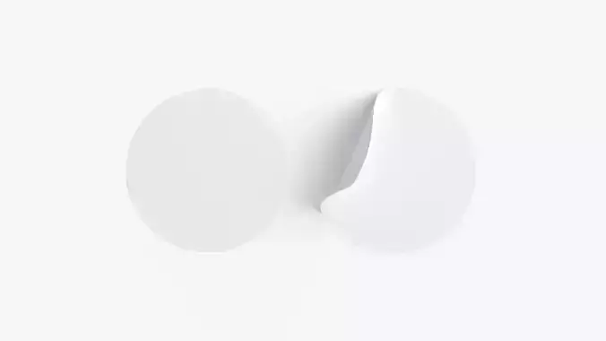 Two White Round Stickers - smooth and curved sticky labels