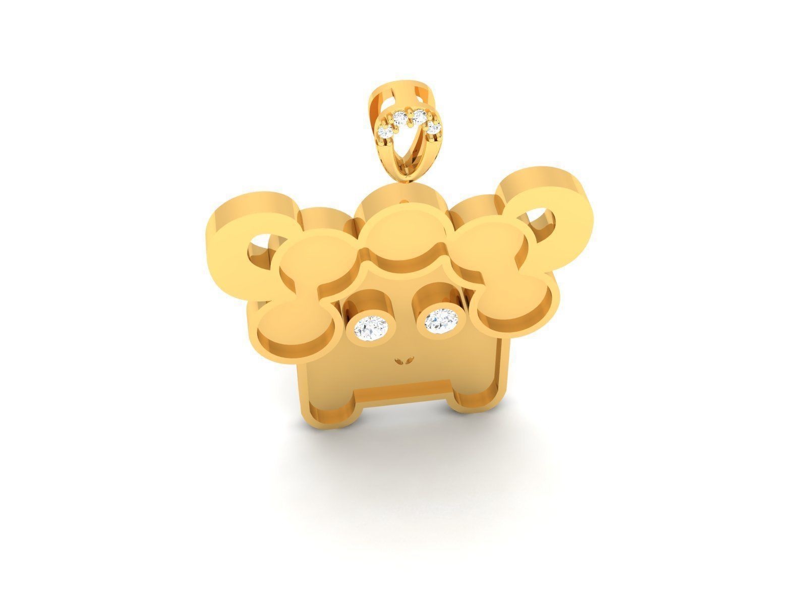 Pendant 3DM STL OBJ FBX Render Details gold chain with 3D print model_7