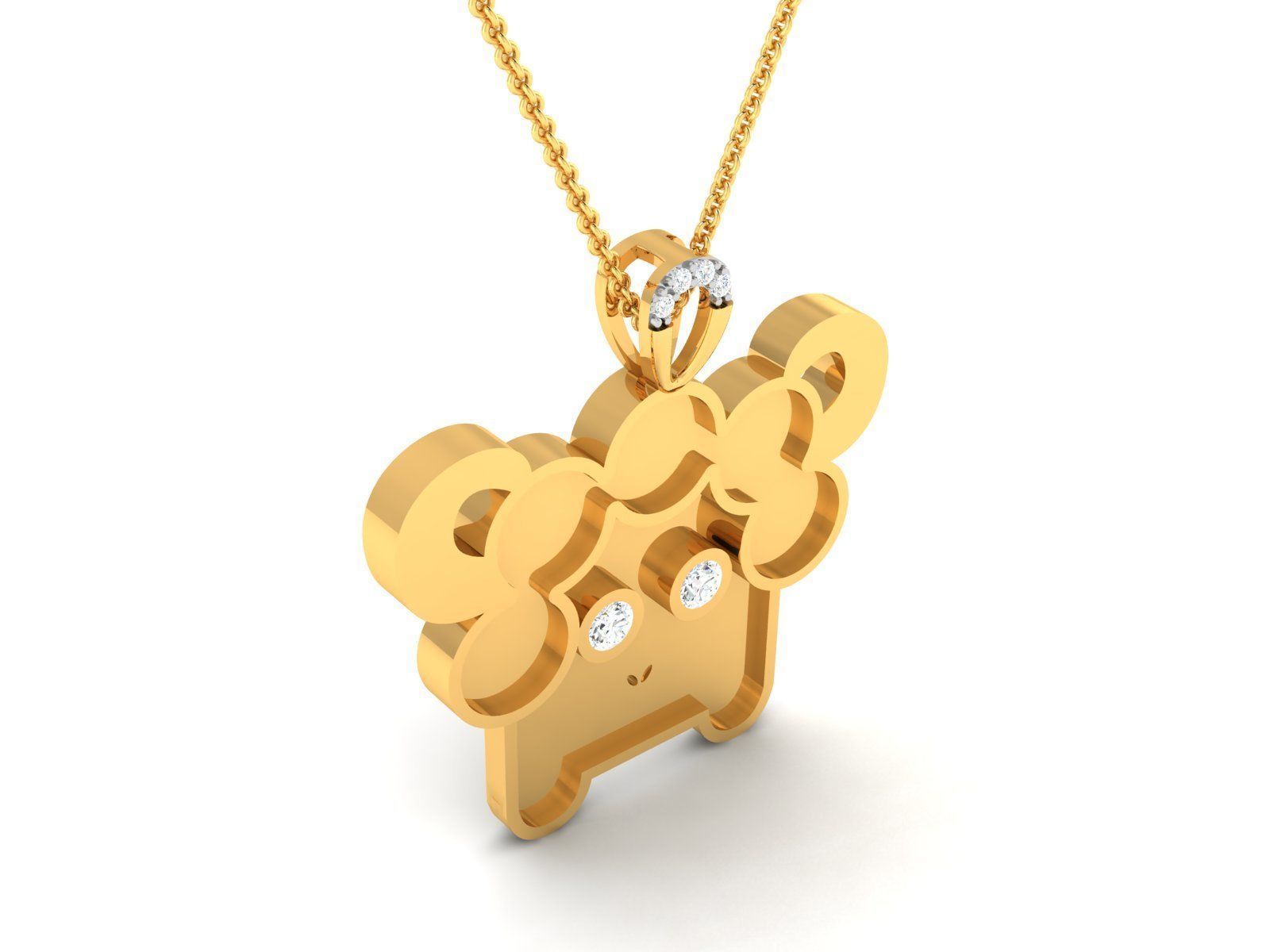 Pendant 3DM STL OBJ FBX Render Details gold chain with 3D print model_1