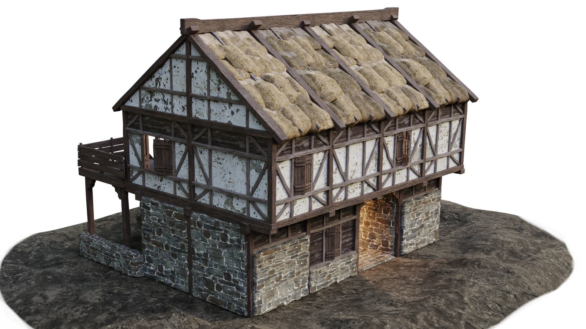 Medieval House 13 PBR 4K GameReady Low-poly 3D model_9