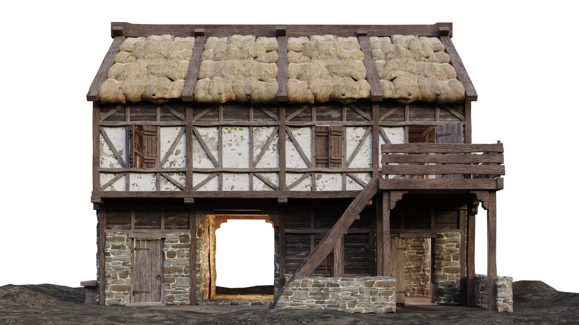 Medieval House 13 PBR 4K GameReady Low-poly 3D model_2