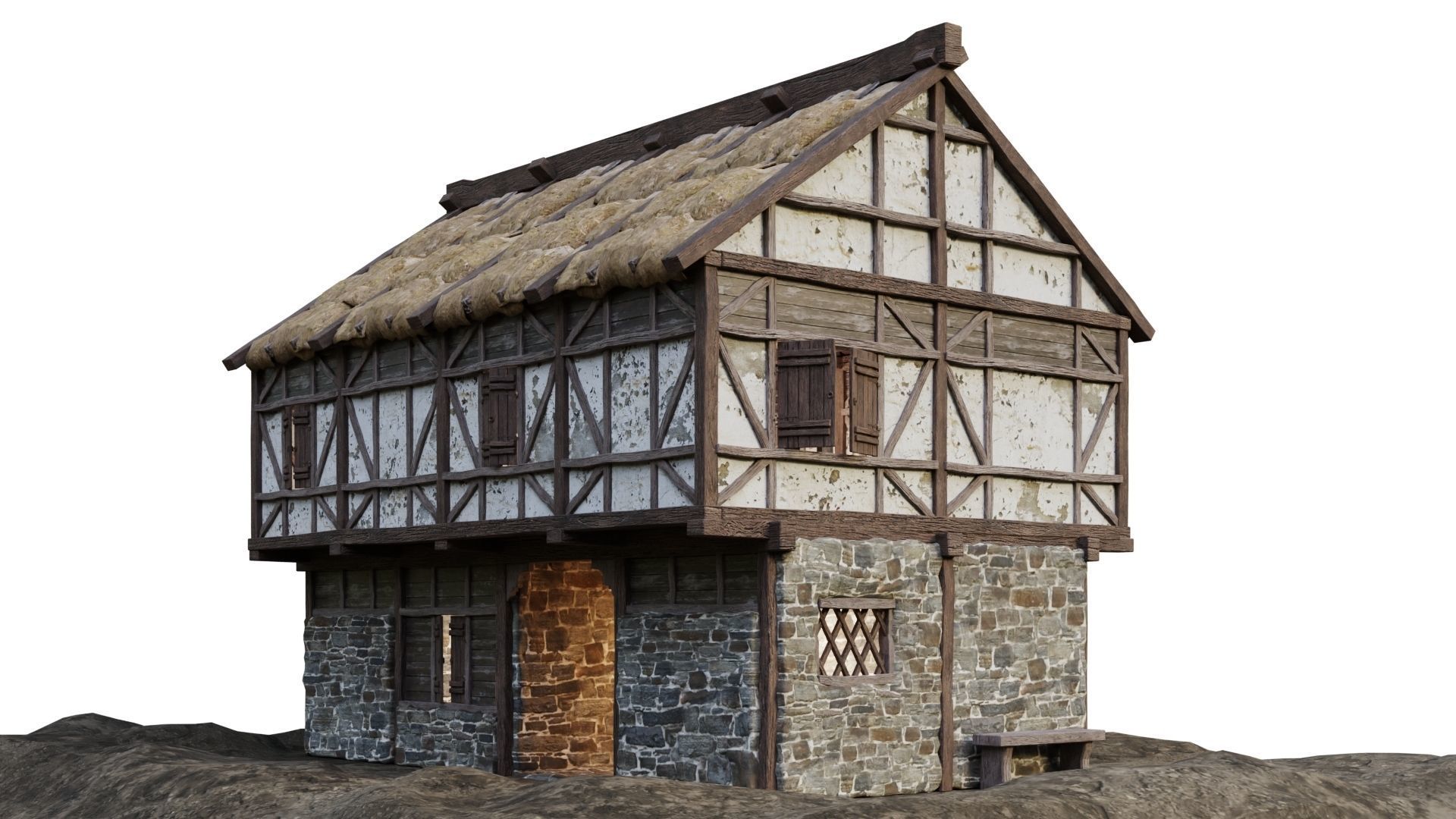 Medieval House 13 PBR 4K GameReady Low-poly 3D model_5