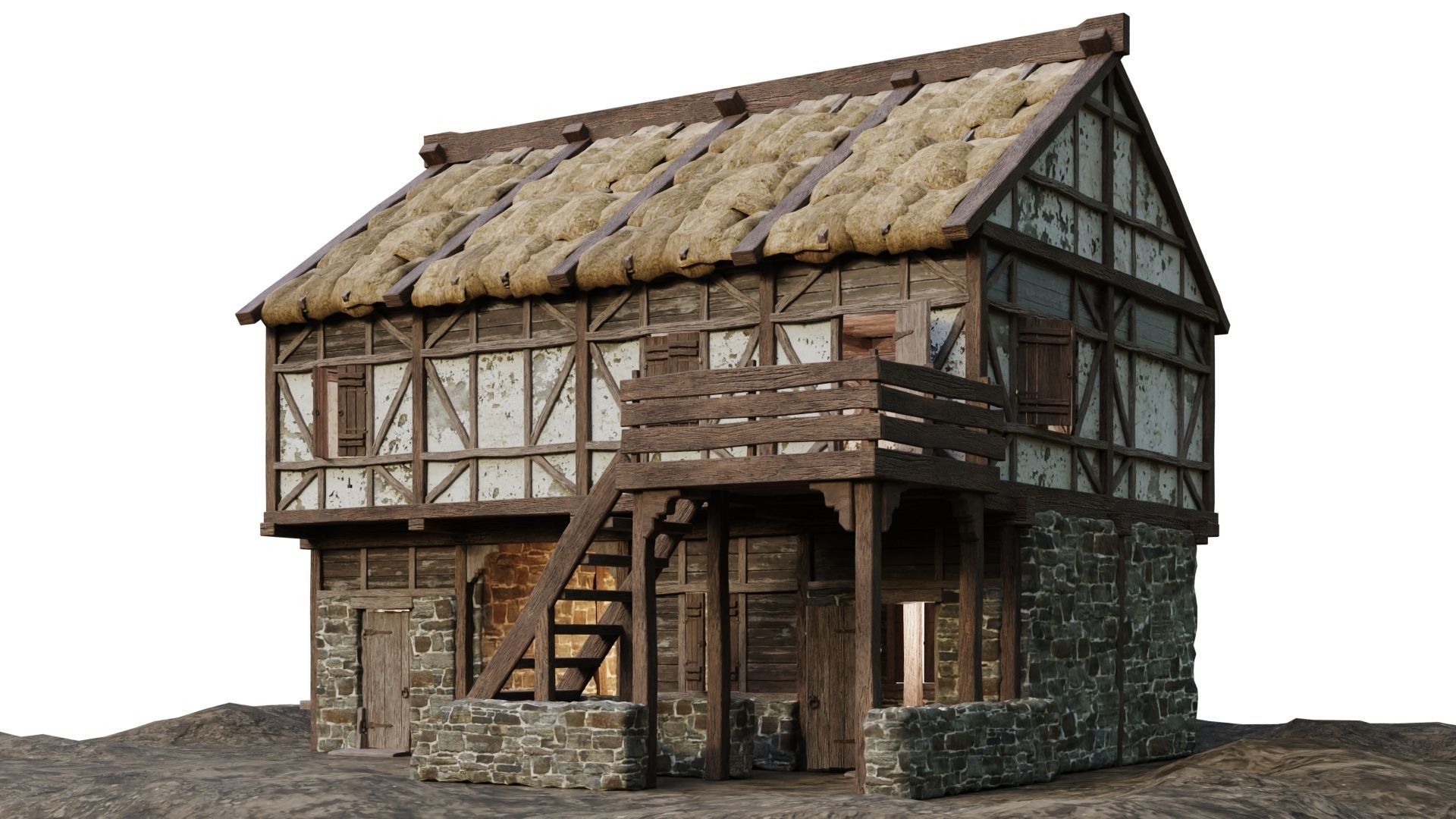 Medieval House 13 PBR 4K GameReady Low-poly 3D model_4