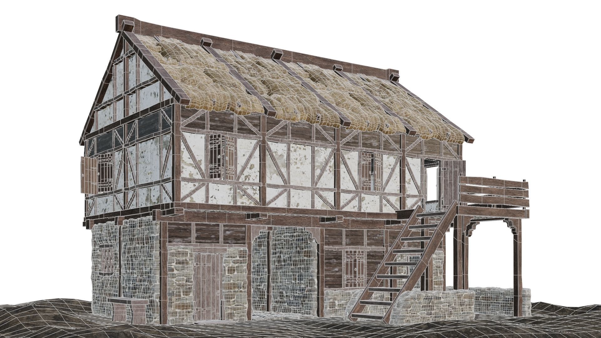 Medieval House 13 PBR 4K GameReady Low-poly 3D model_11