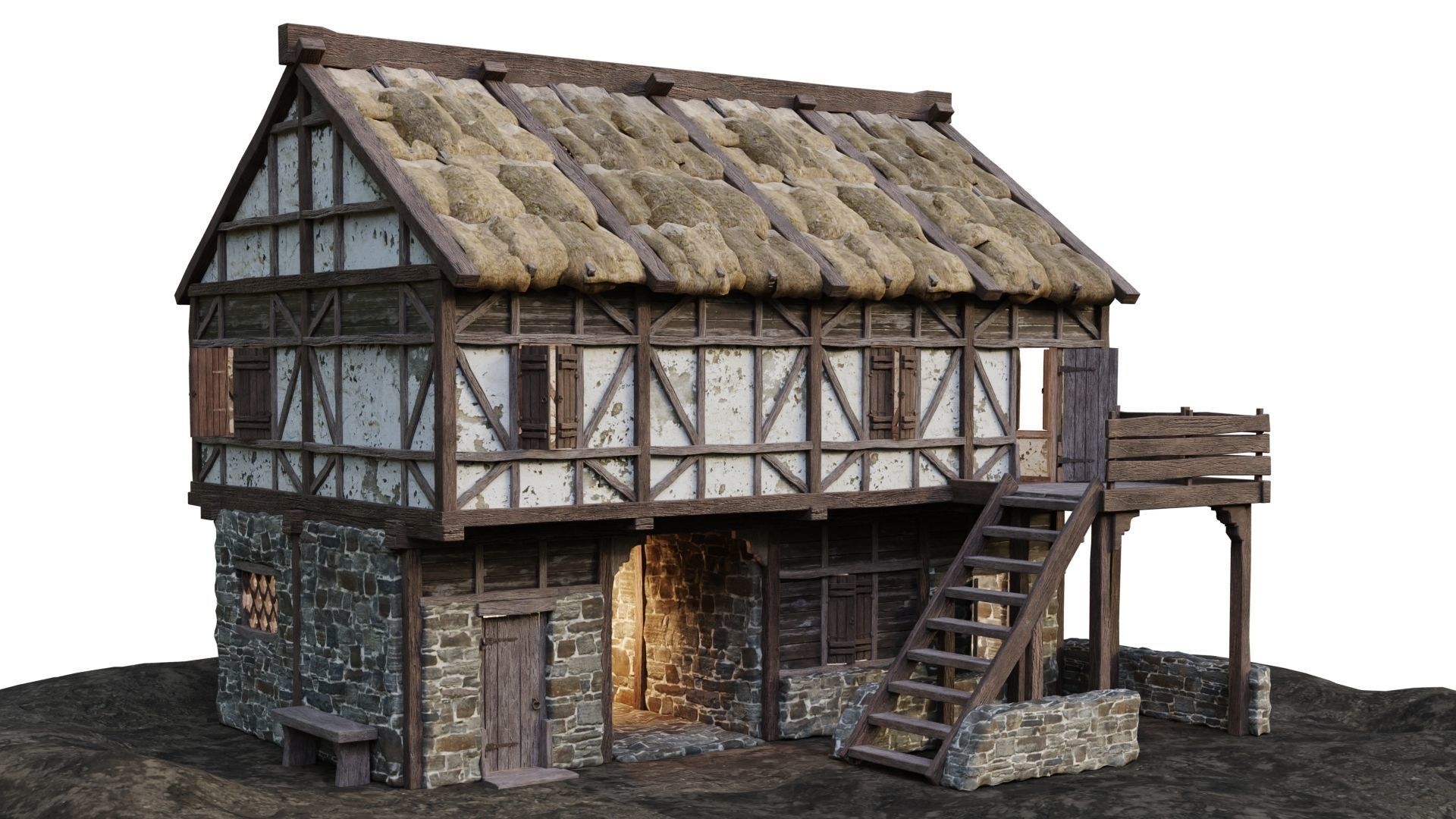 Medieval House 13 PBR 4K GameReady Low-poly 3D model_7