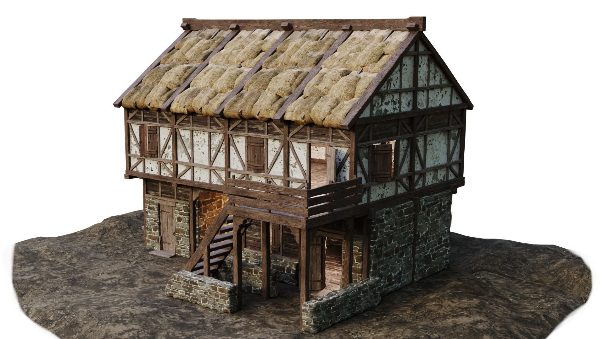 Medieval House 13 PBR 4K GameReady Low-poly 3D model_3