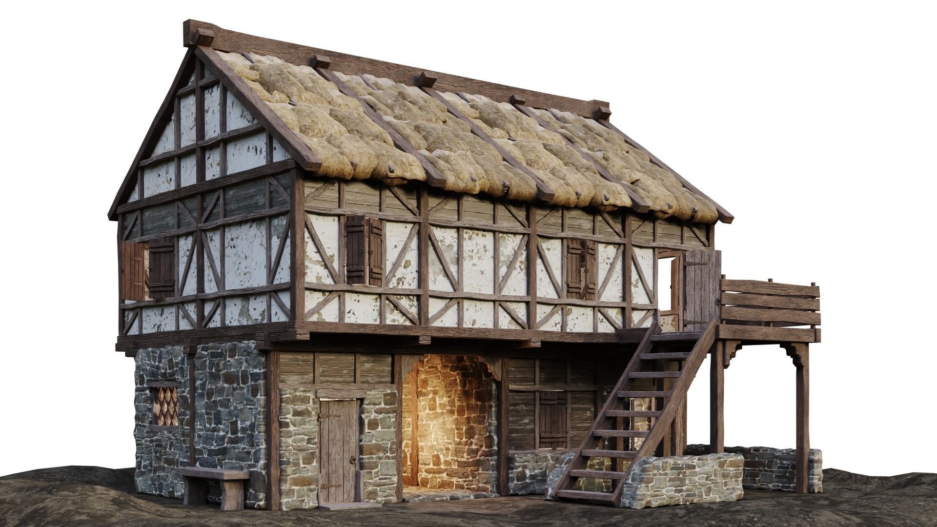 Medieval House 13 PBR 4K GameReady Low-poly 3D model_1