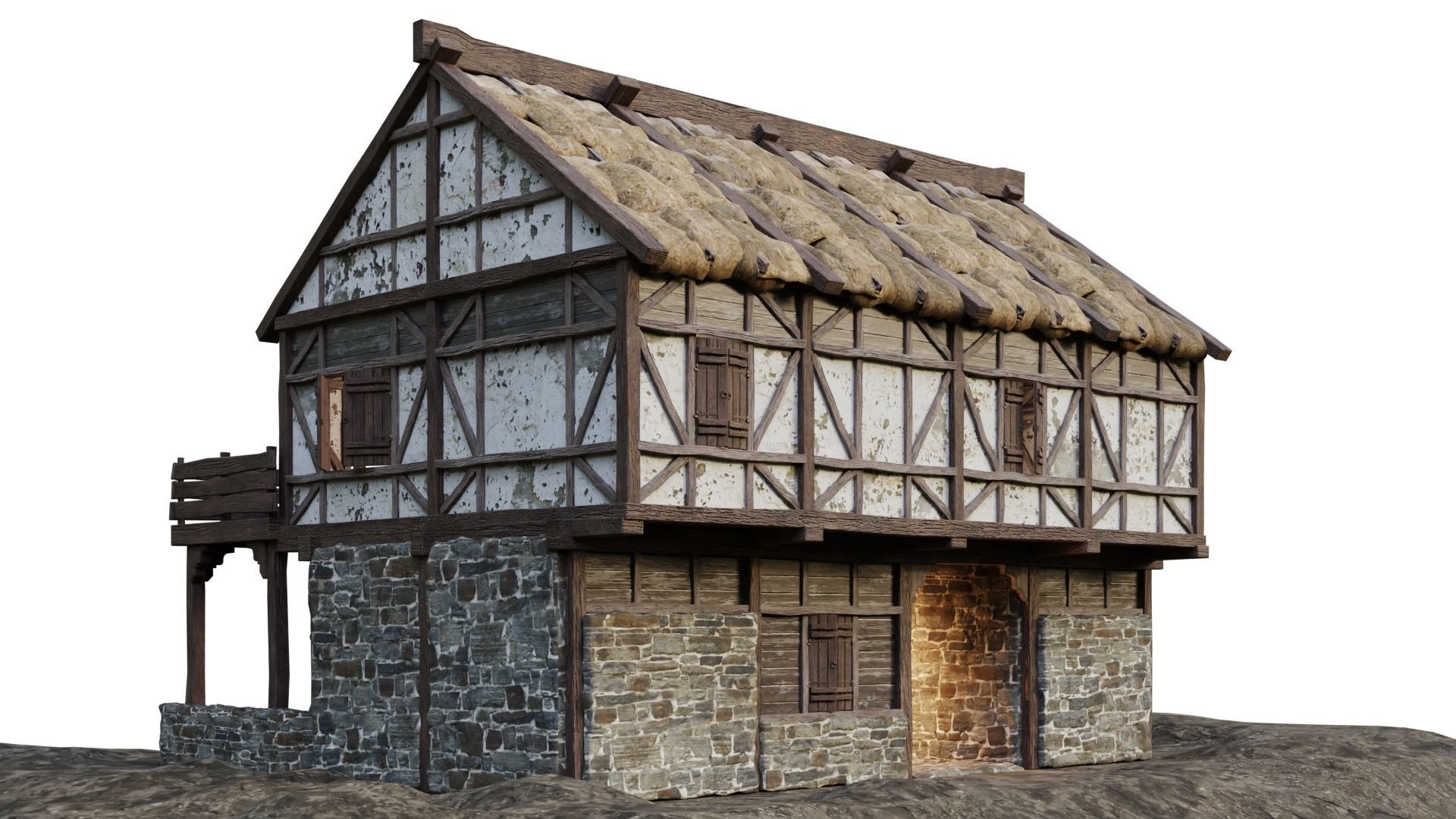 Medieval House 13 PBR 4K GameReady Low-poly 3D model_6