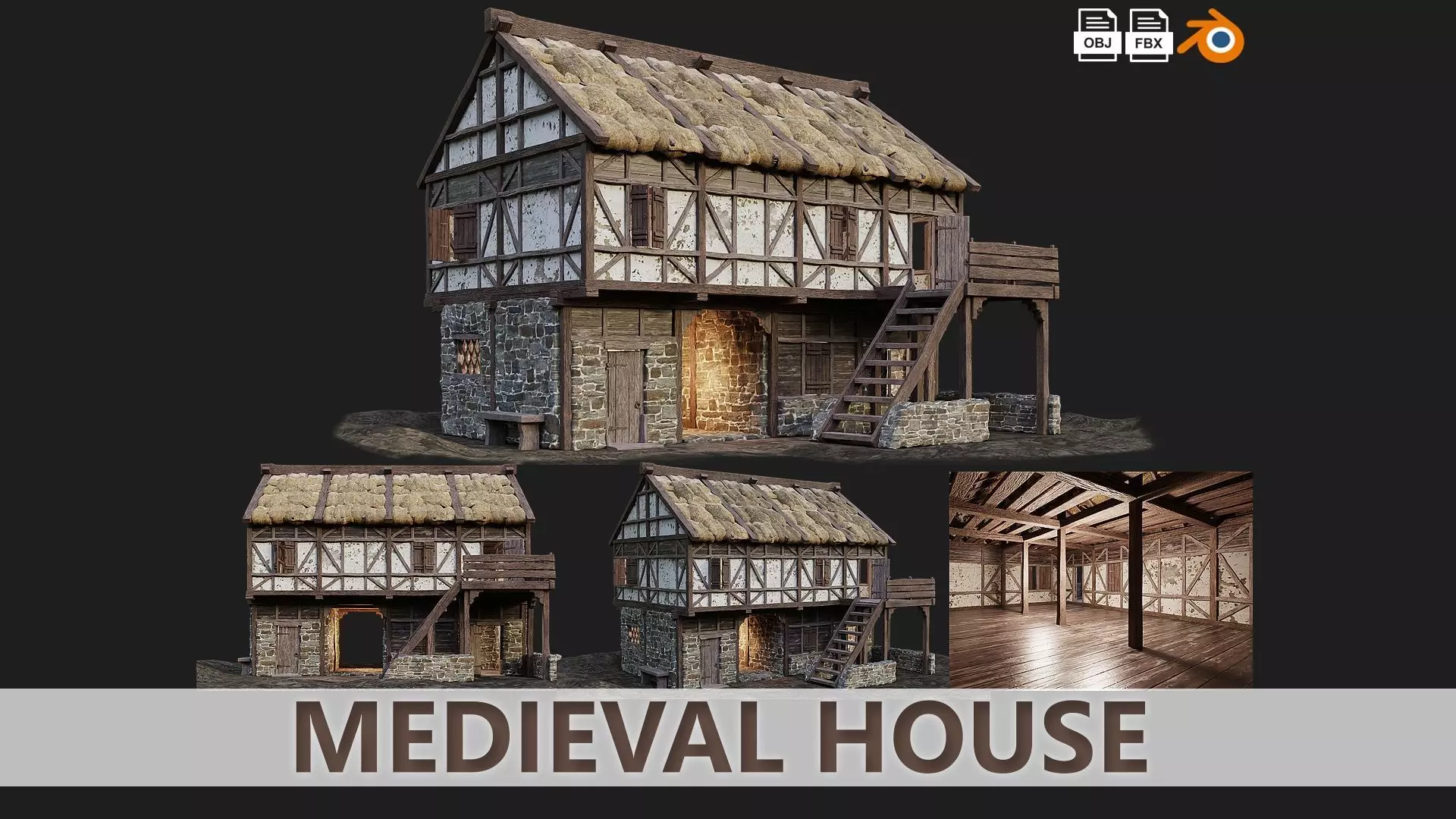 Medieval House 13 PBR 4K GameReady Low-poly 3D model_0