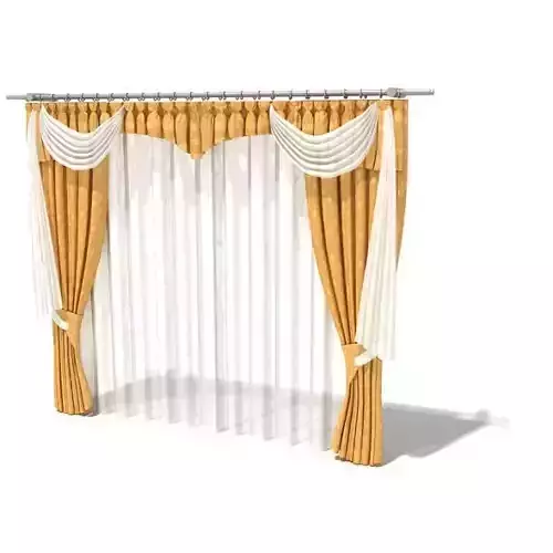 Orange And Creme Curtain Set