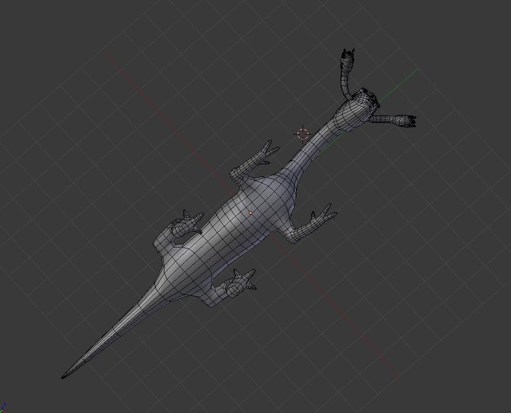 Three Headed Alien BASE MESH Free low-poly 3D model_1